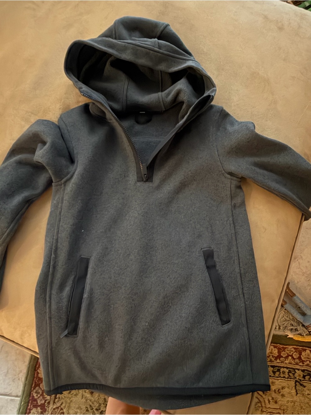 Charcoal Gray Pullover Hooded Fleece Sweatshirt